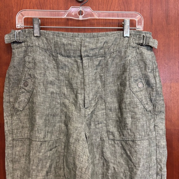 Athleta Voyager 100% Linen Olive Green Cropped Pants size 10 - Picture 6 of 13